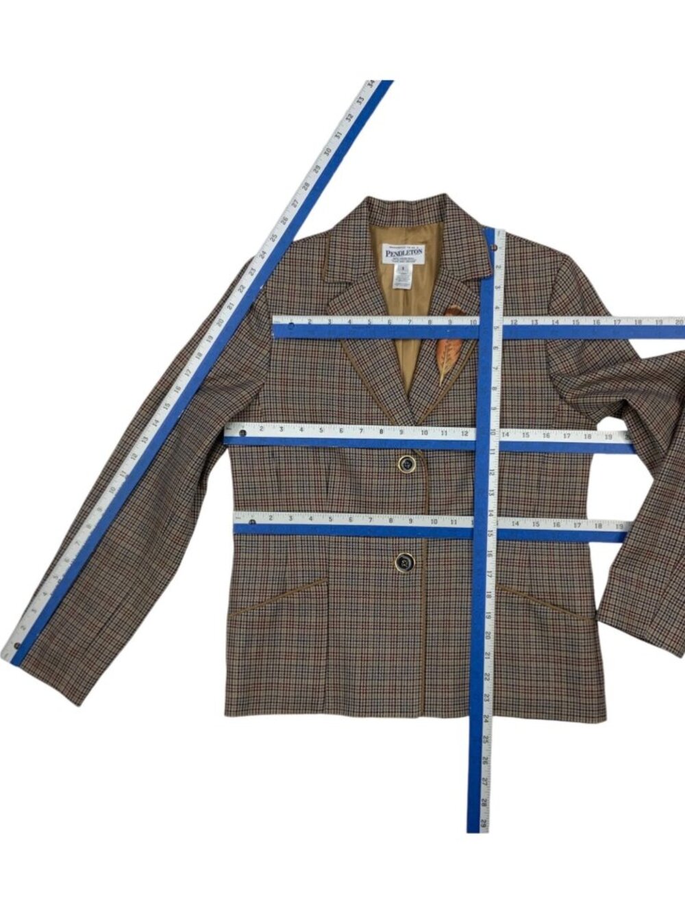 Pendleton Wool Plaid Blazer Jacket 6 Feather Pin Heritage - Picture 9 of 15